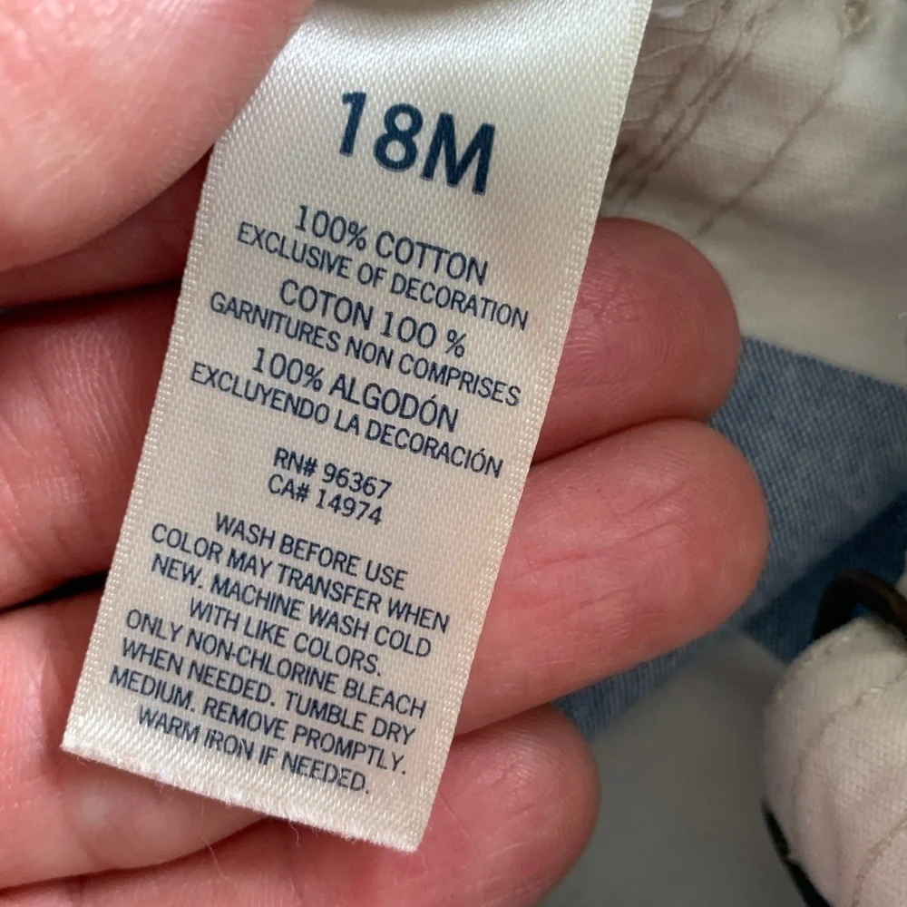 Oshkosh B’gosh white and blue striped overalls 18 months